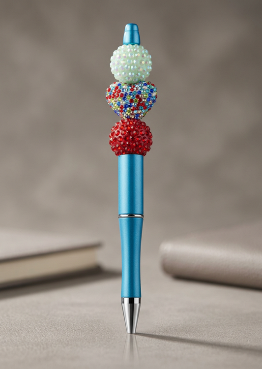 Teal Pen with Sparkle Focal Bead