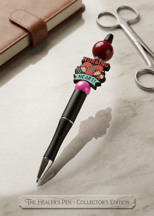 Nursing Work Heart Red Pearl Black Pen