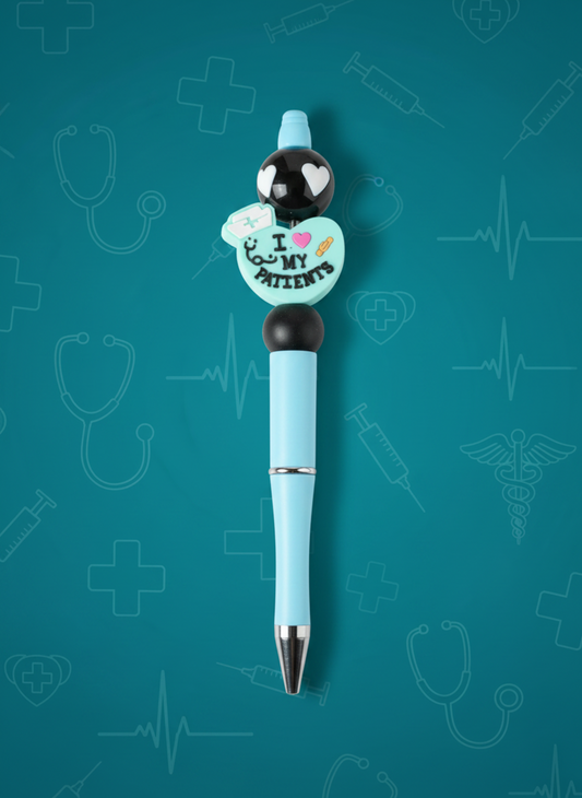 I Love My Patients Teal Heart Nurse Hat Pen