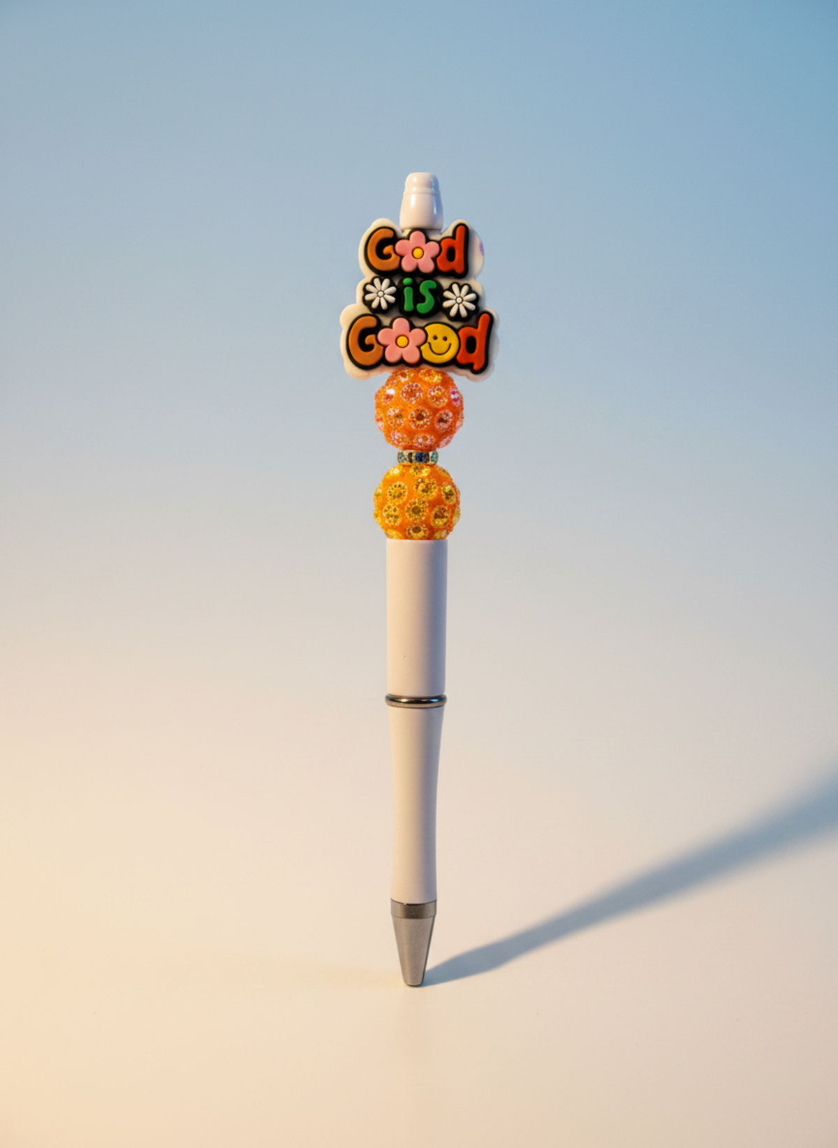 God Is Good Flowers Focal Bead Pen