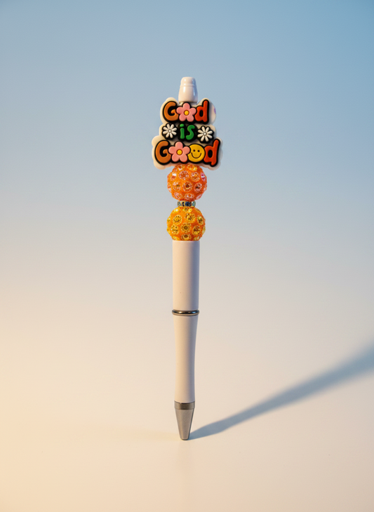 God Is Good Flowers Focal Bead Pen