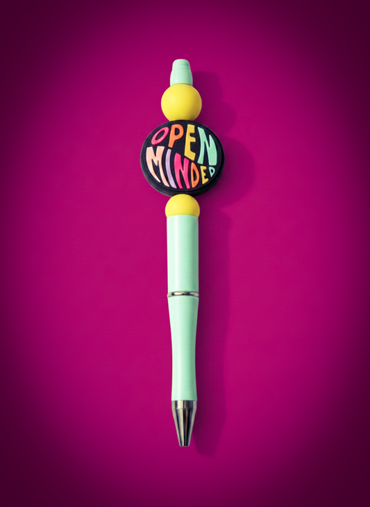 Open Minded Teal Pen with Yellow Beads