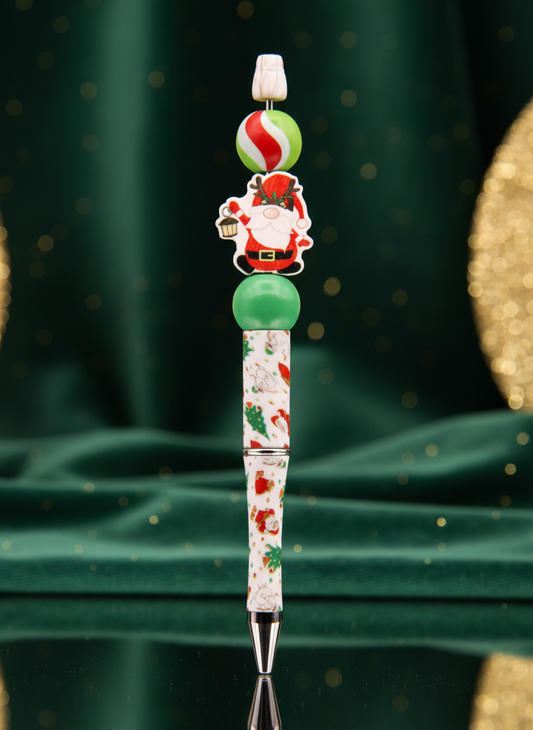 Santa Focal Bead White Decorated Pen