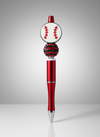 Baseball Spiral Sparkle Black and Red Pen