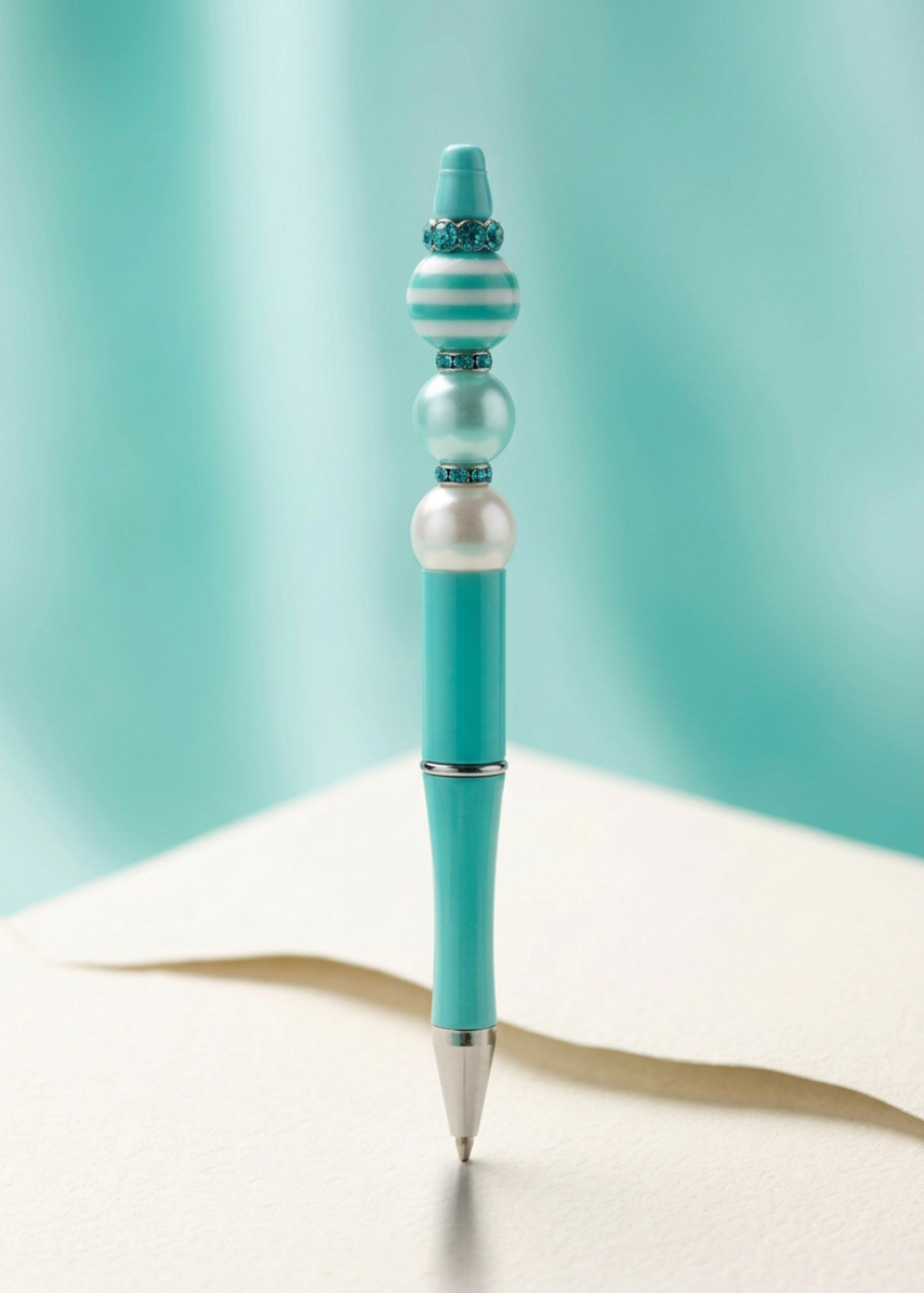 Teal and Blue Beaded Pen
